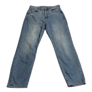 American Eagle AE Womens Size 4 Short Mom Jean Light Wash High Rise Blue Denim